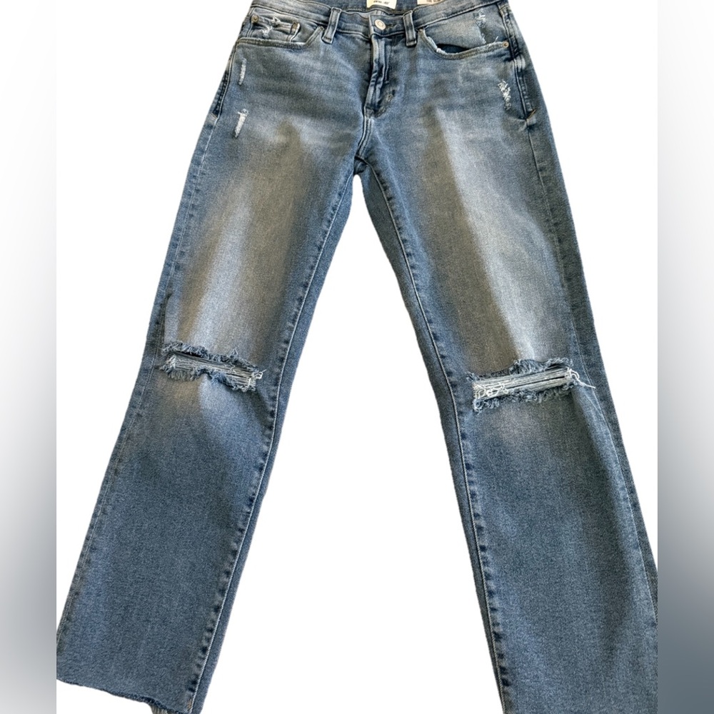 KENSIE VINTAGELUXE The Slim Cropped Distressed Straight Leg Jeans 2/26 29x26